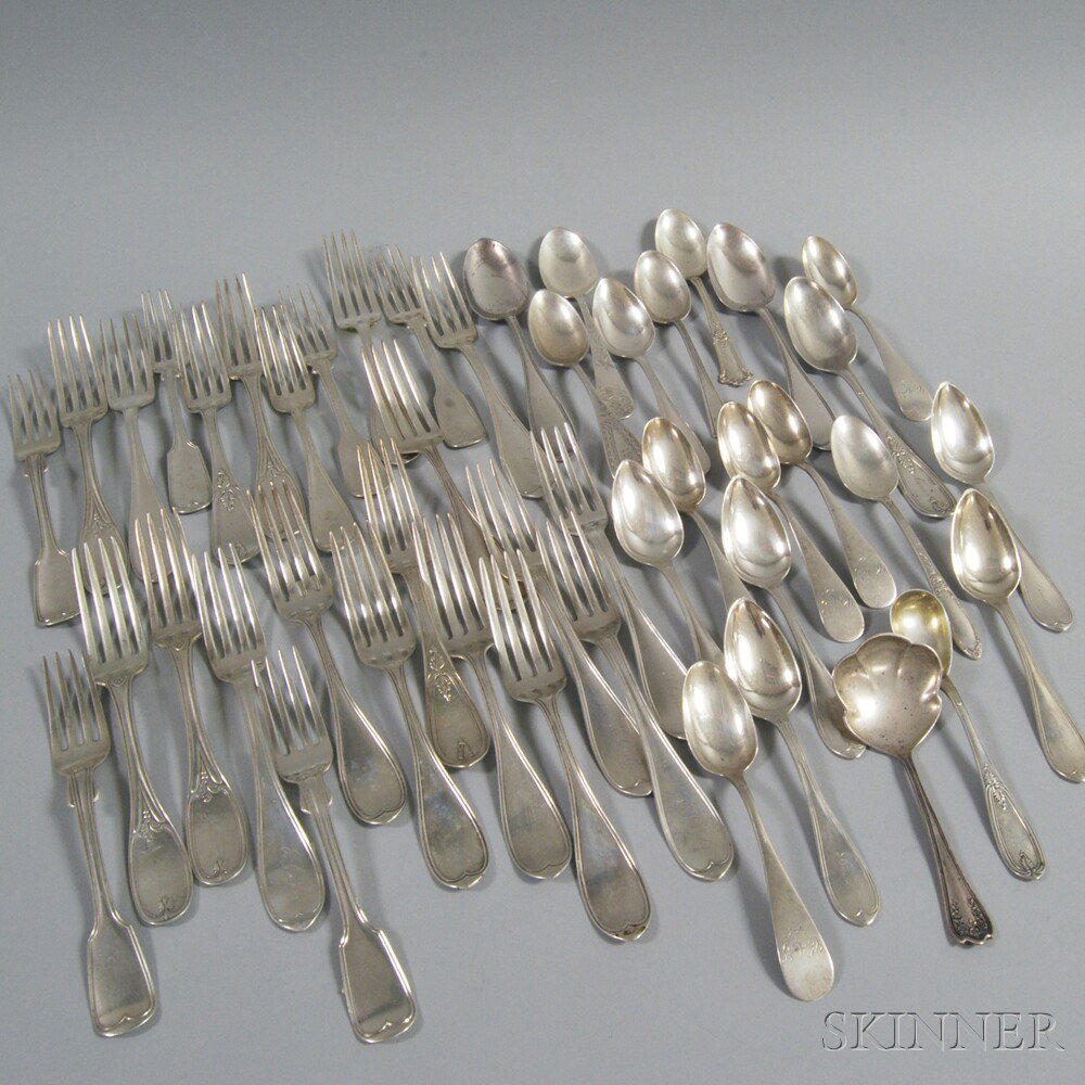 Appraisal: Assorted Group of Mostly Coin Silver Flatware including six Lowell