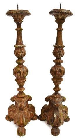 Appraisal: pair Italian gesso over wood altar prickets th c iron