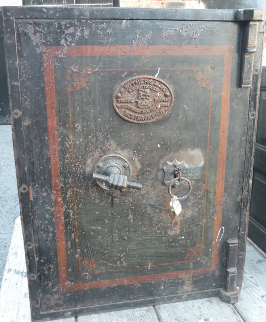 Appraisal: An S Withers Co steel safe with key cm high