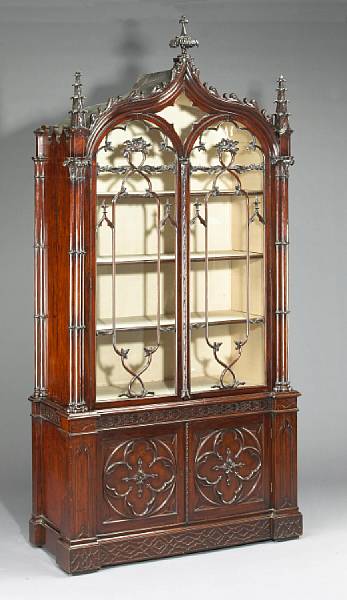 Appraisal: A fine Gothic Revival carved mahogany bookcase second quarter th