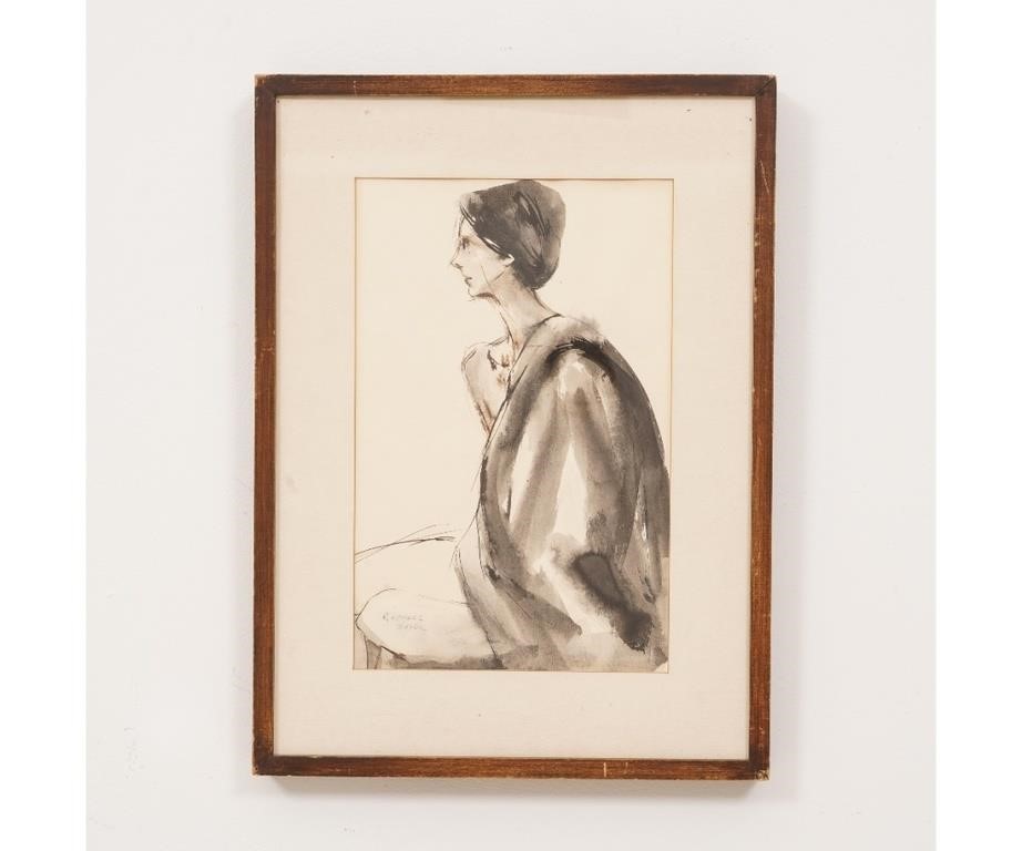 Appraisal: Raphael Soyer - NY framed and matted watercolor of a