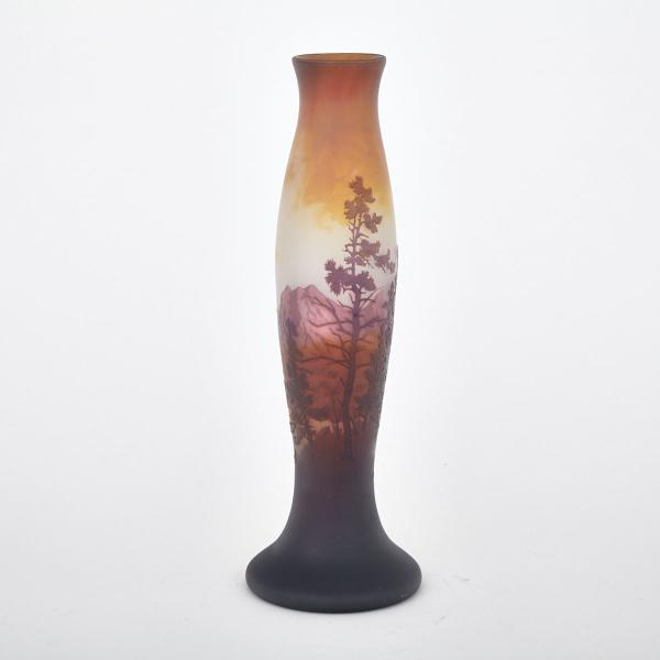 Appraisal: D Argental Landscape Cameo Glass Vase c of grey glass