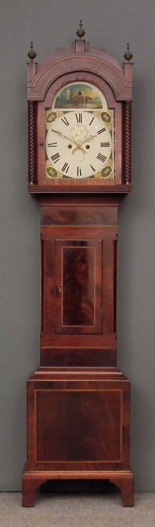 Appraisal: A th Century mahogany longcase clock the ins arched painted