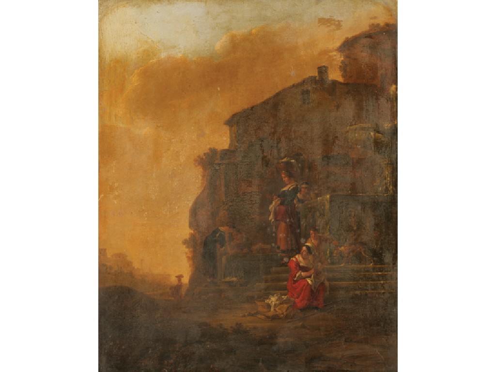 Appraisal: DUTCH SCHOOL th century An Italianate landscape with figures on