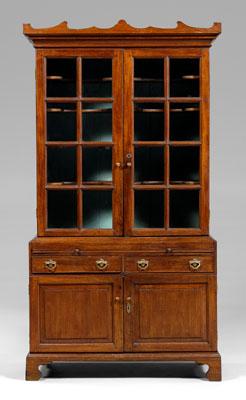 Appraisal: North Carolina Chippendale china press walnut with yellow pine secondary