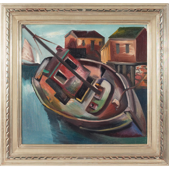 Appraisal: Jan Matulka American Czech - ''Tilted Boat '' c oil