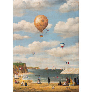 Appraisal: A Veuve Cliquot Champagne Balloonist Painted Advertisement Signed Late th