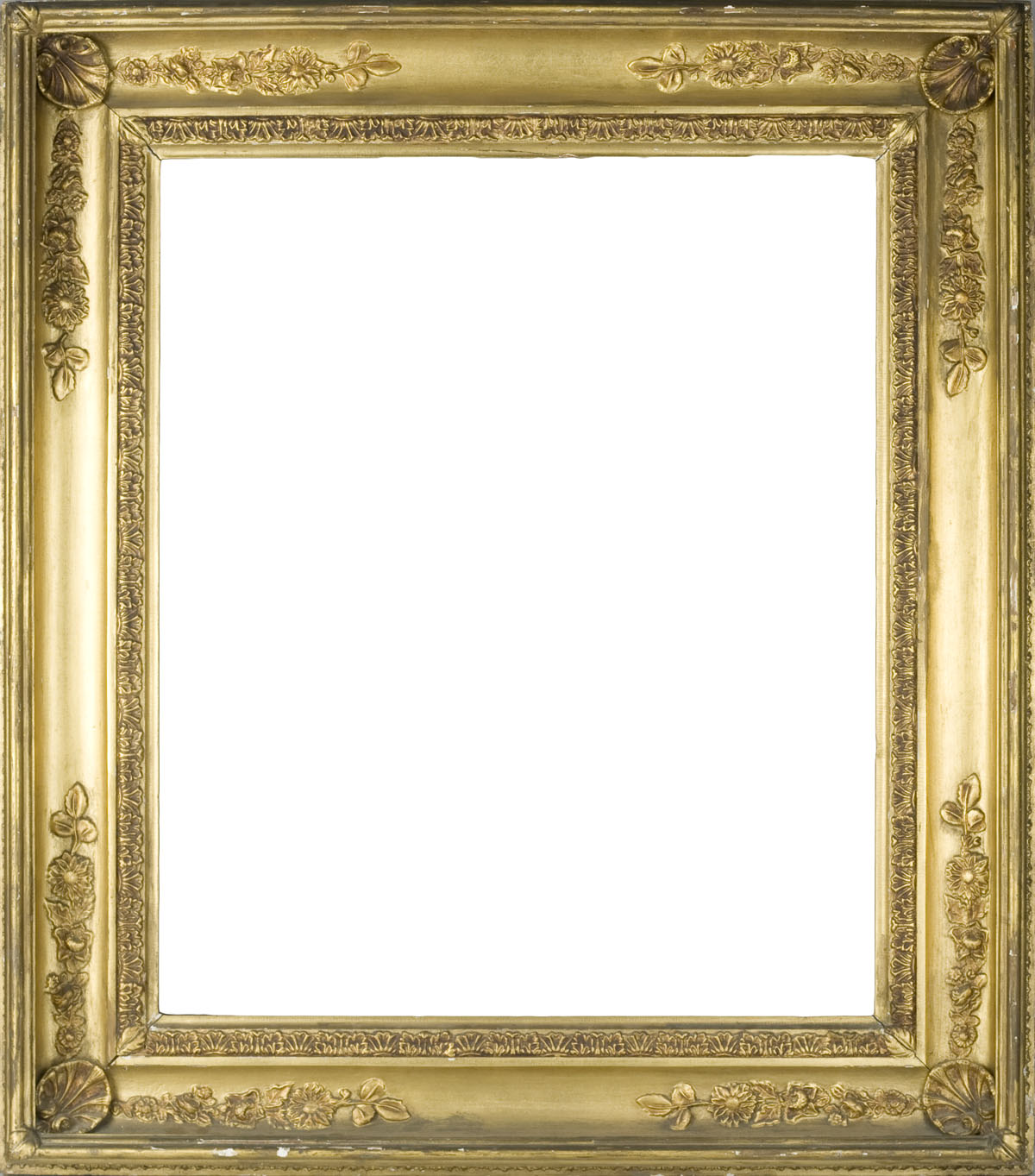 Appraisal: AMERICAN COVE MOLDED GILDED FRAME WITH SHELL-CARVED CORNERS TOGETHER WITH