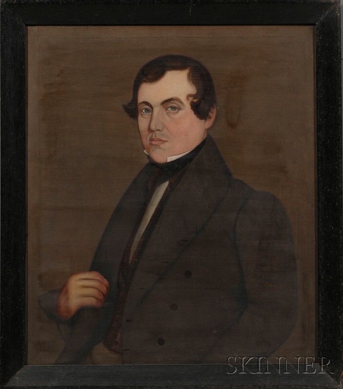 Appraisal: American School th Century Portrait of a Brown-haired Gentleman with