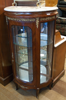 Appraisal: FRENCH STYLE HALF ROUND DISPLAY CABINET WITH MARBLE TOP