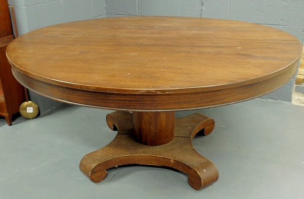 Appraisal: Round Empire mahogany table with heavy pedestal base no extra