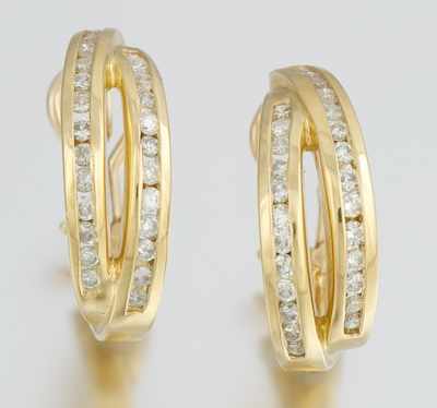 Appraisal: A Pair of Diamond Earrings k yellow gold double hoop