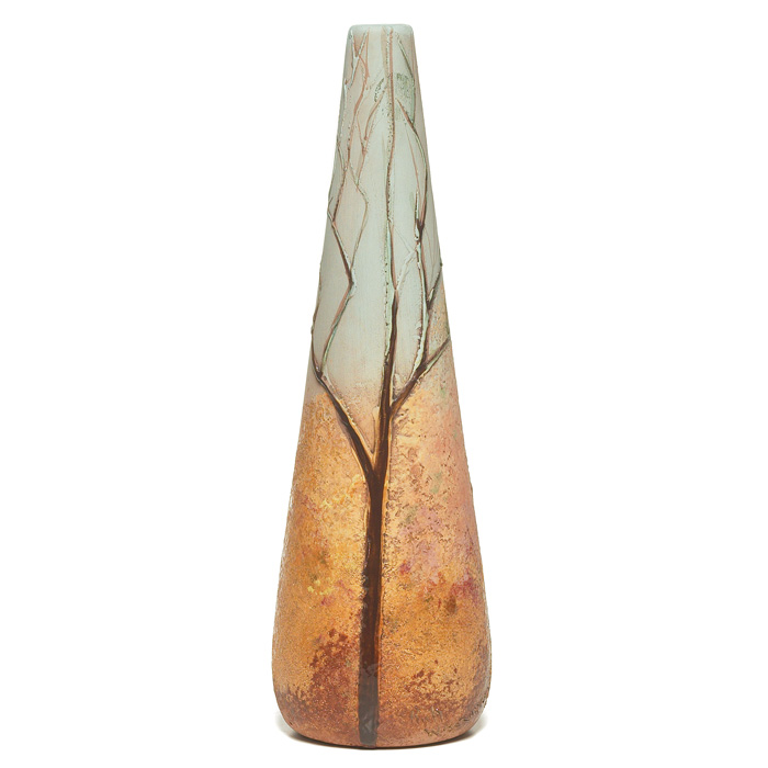 Appraisal: Wisecarver vase reverse tapered form with a raised and painted