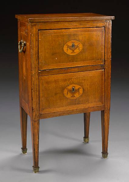 Appraisal: An Italian Neoclassical inlaid walnut commodino th century and later