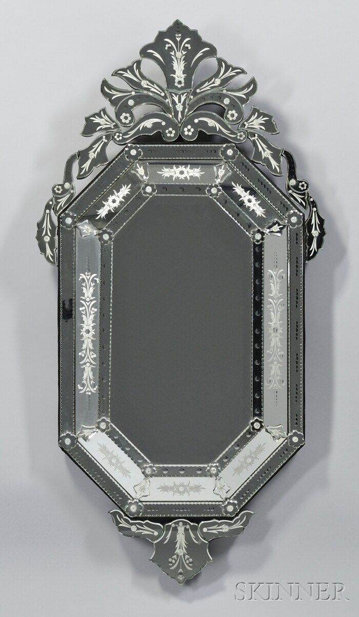 Appraisal: Venetian-style Etched Glass Mirror lg in