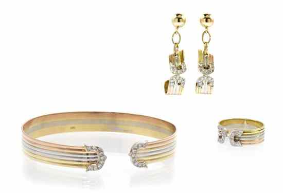 Appraisal: A Set of Karat Yellow White and Rose Gold and