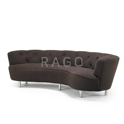 Appraisal: GRETA MAGNUSSON GROSSMAN - Sofa Sweden s Wool matte-chromed steel