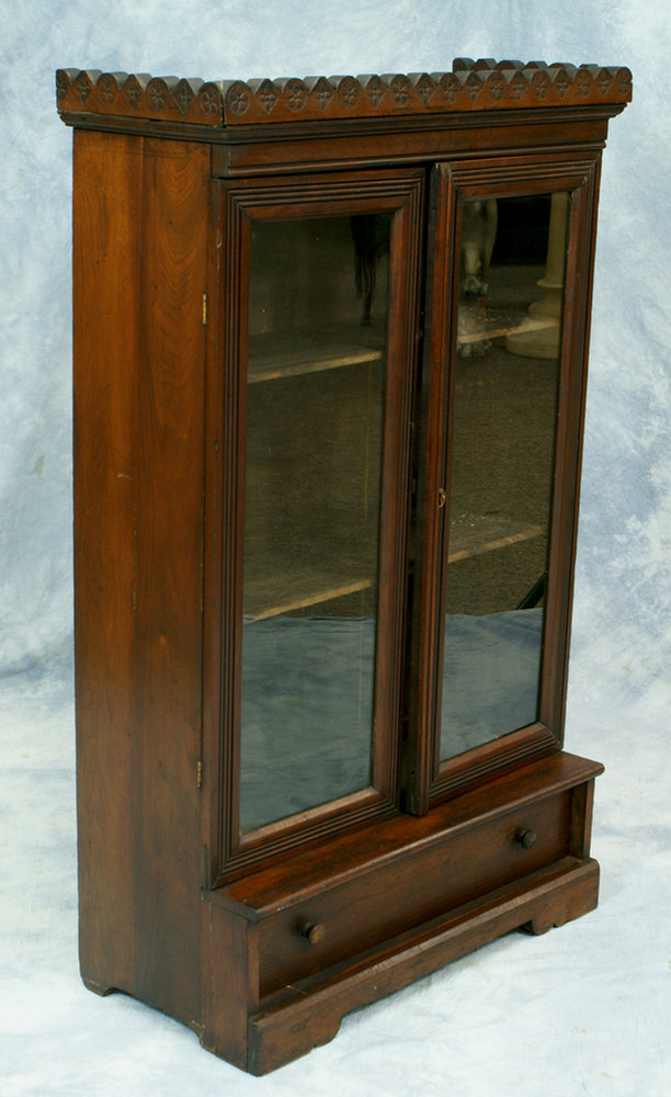 Appraisal: Child size walnut Victorian door bookcase with drawer w h