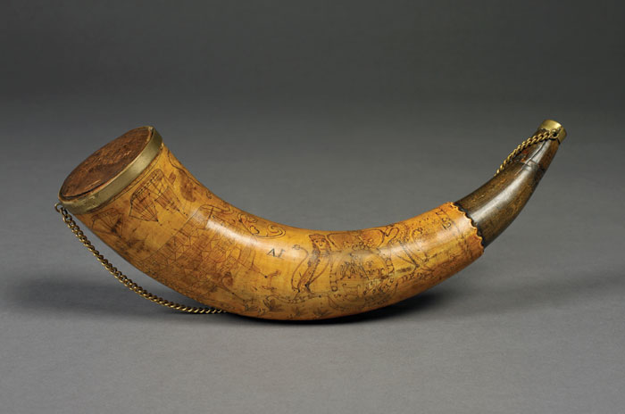 Appraisal: RARE CARVED AND ENGRAVED POWDER HORN OF DAVID G HARTT