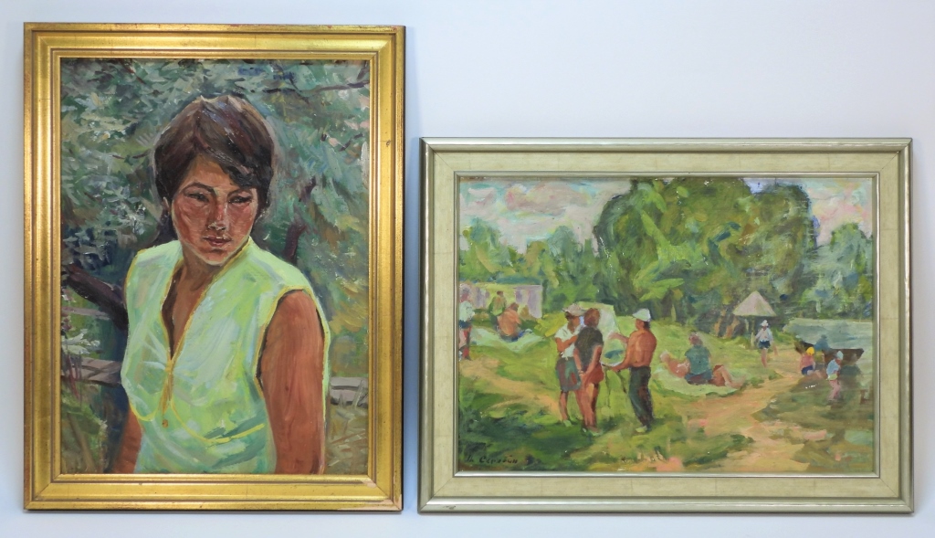 Appraisal: PC PETR SKRYABIN ARKADY PAVLUK FIGURE PAINTINGS Ukraine th CenturyIncludes