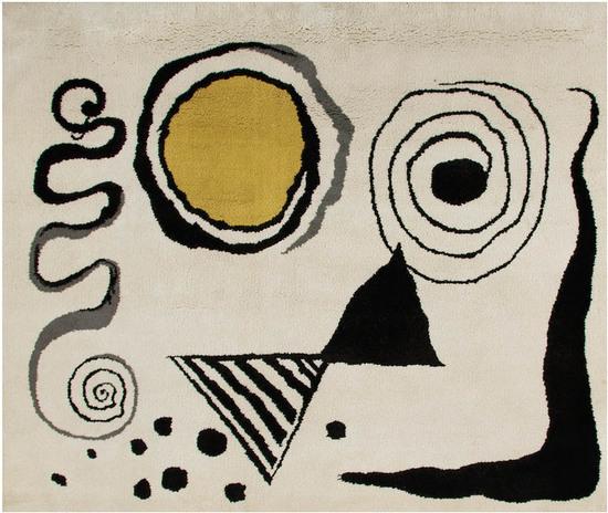 Appraisal: Alexander Calder - arrangements woven woolen tapestry in white yellow