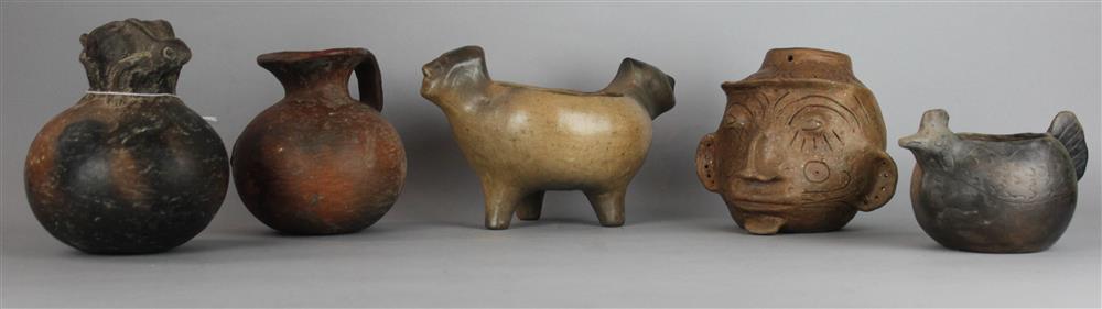 Appraisal: FIVE CERAMIC VESSELS Provenance a Virginia private collection