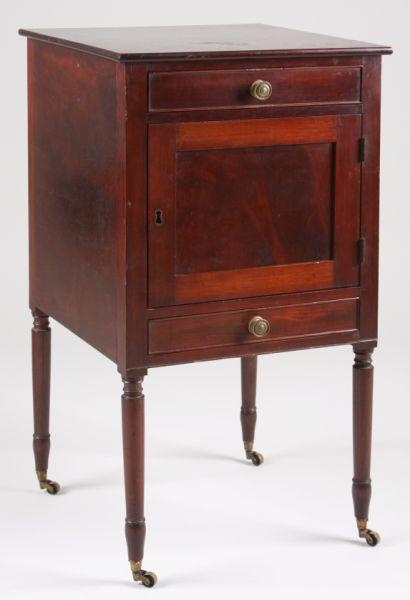 Appraisal: English Commode Bedside Stand th c mahogany veneer over pine