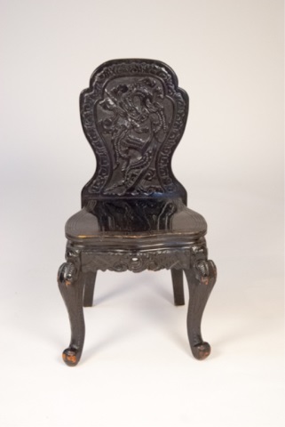 Appraisal: Japanese Ebonized Carved Arm Chair H x W x D