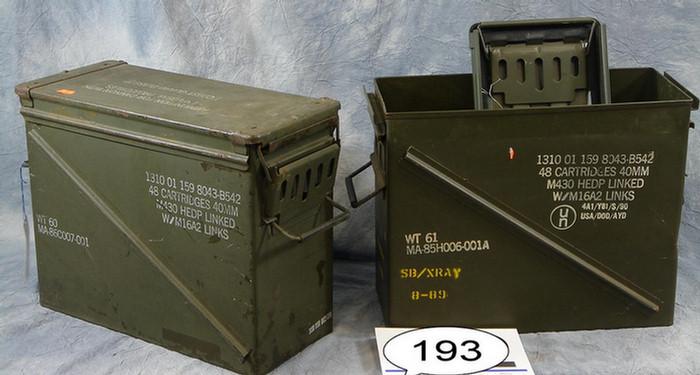 Appraisal: Two large ammo cans for cannon projectiles Estimate -