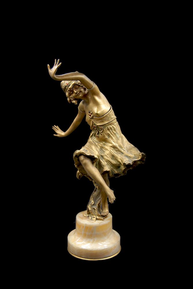 Appraisal: Art Deco Dancing Gypsy Girl Bronze Sculpture Monginot Art Deco