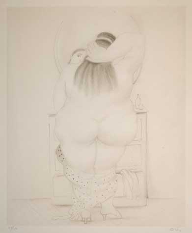 Appraisal: FERNANDO BOTERO Mujer ante el Espejo Lithograph on cream wove