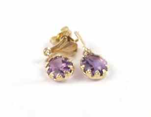 Appraisal: PAIR OF AMETHYST EARRINGS each k yellow gold set with