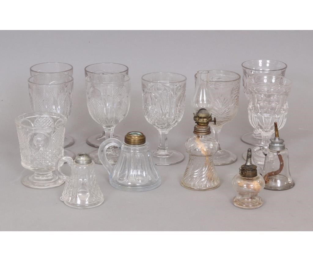 Appraisal: Five miniature glass oil lamps all probably late th c