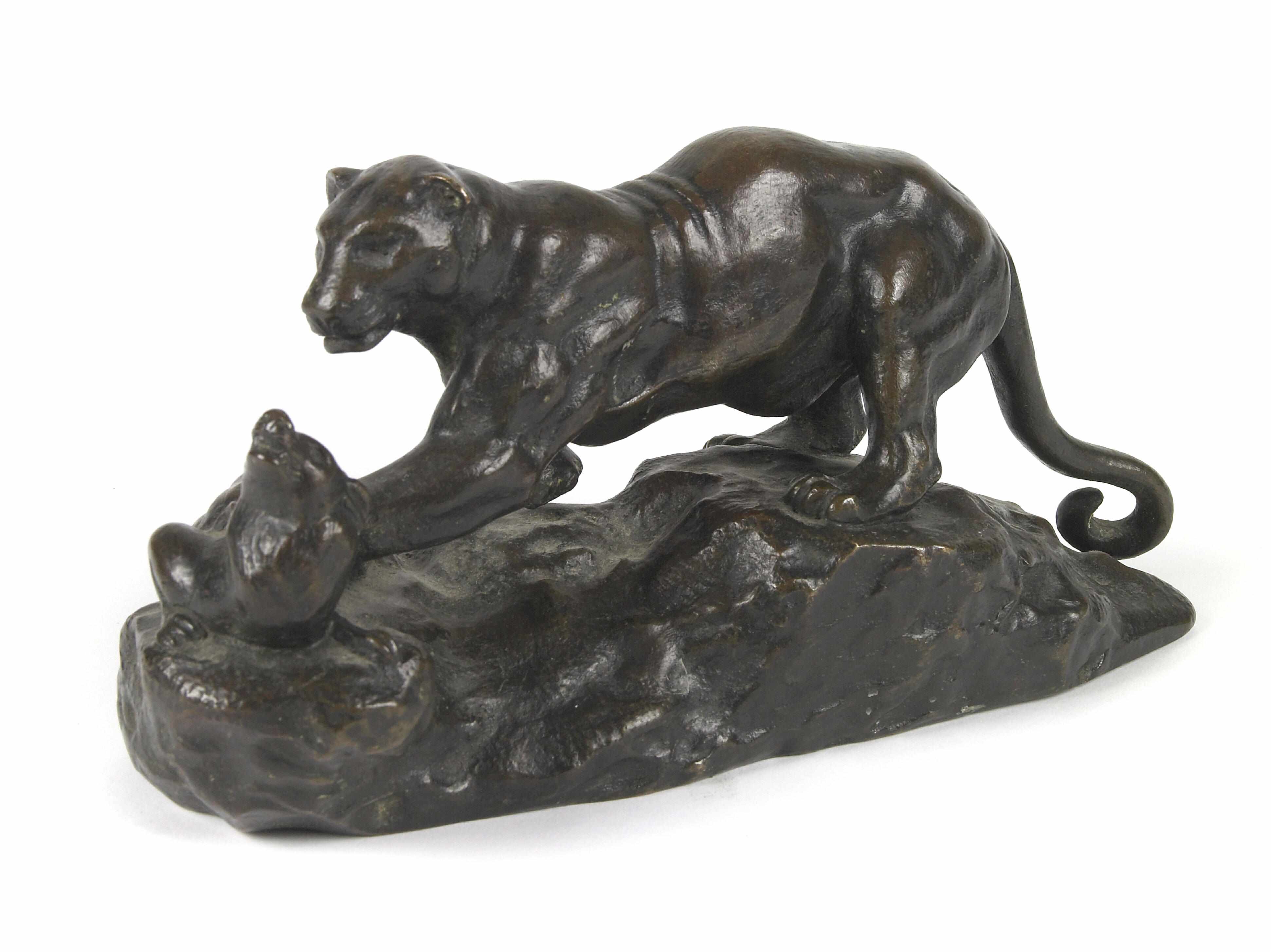 Appraisal: A French patinated bronze animalier group after a model by