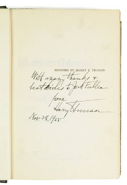 Appraisal: TRUMAN HARRY S A collection of Truman items from the