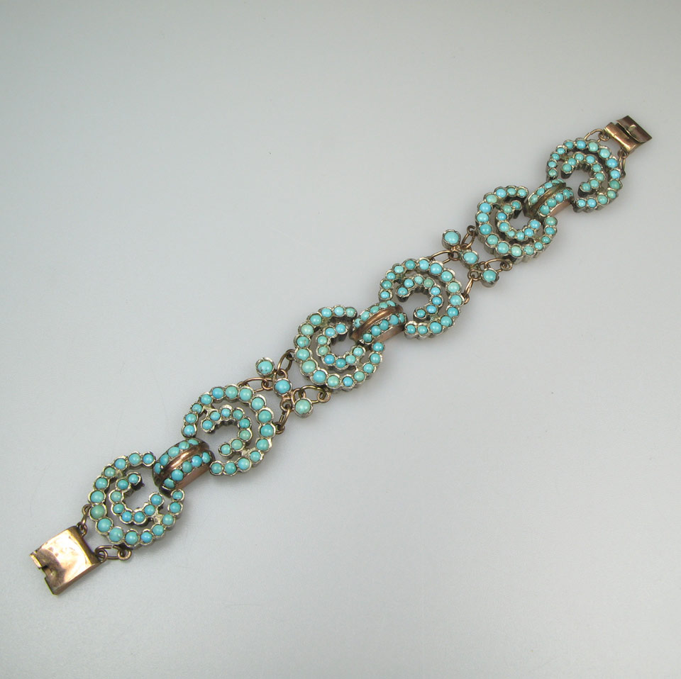 Appraisal: Silver And Gold Bracelet set with numerous turquoise cabochons length