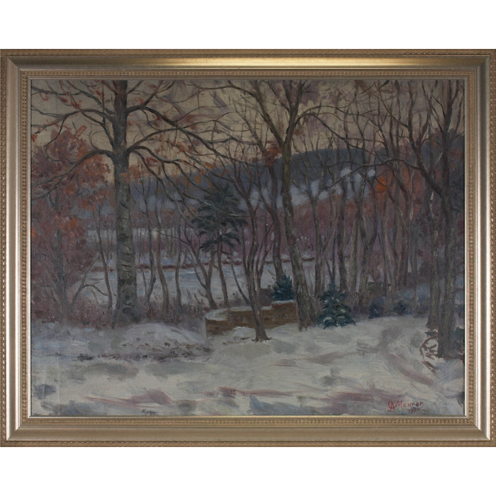 Appraisal: C A Meurer American - Winter Landscape oil on canvas