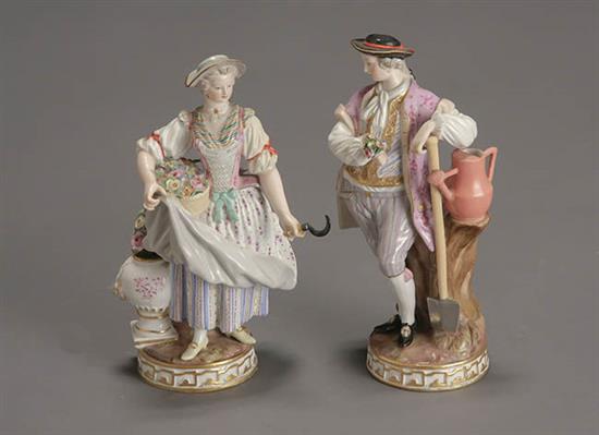 Appraisal: Two Meissen Figures of Gardeners Late th-Early th Century The