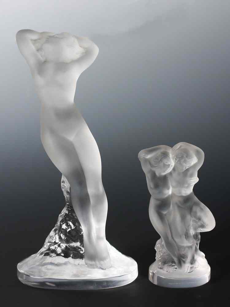 Appraisal: LALIQUE FIGURINES - Two Lalique Frosted Glass Figurines the larger