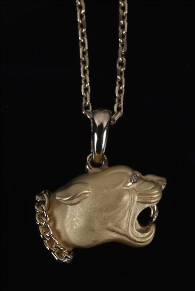 Appraisal: An carat yellow gold leopard head pendant by Carrera y