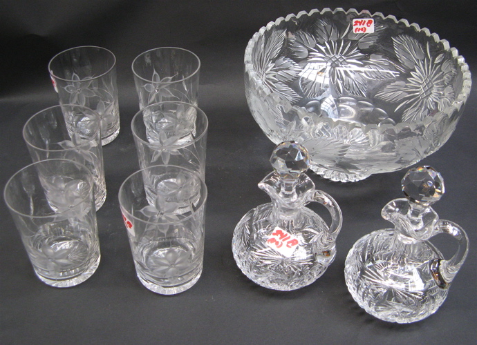 Appraisal: COLLECTION OF TEN PIECES AMERICAN CUT AND ENGRAVED GLASS in