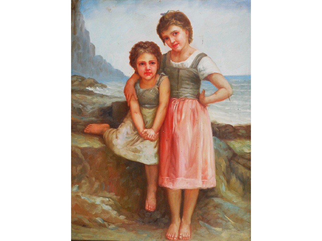 Appraisal: UNATTRIBUTED twentieth century OIL ON BOARD Two young girls on