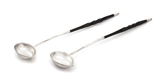 Appraisal: A Pair of English Silver and Treen Handled Ladles Waterhouse