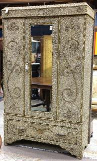 Appraisal: Shell encrusted partial gilt armoire Shell encrusted partial gilt armoire