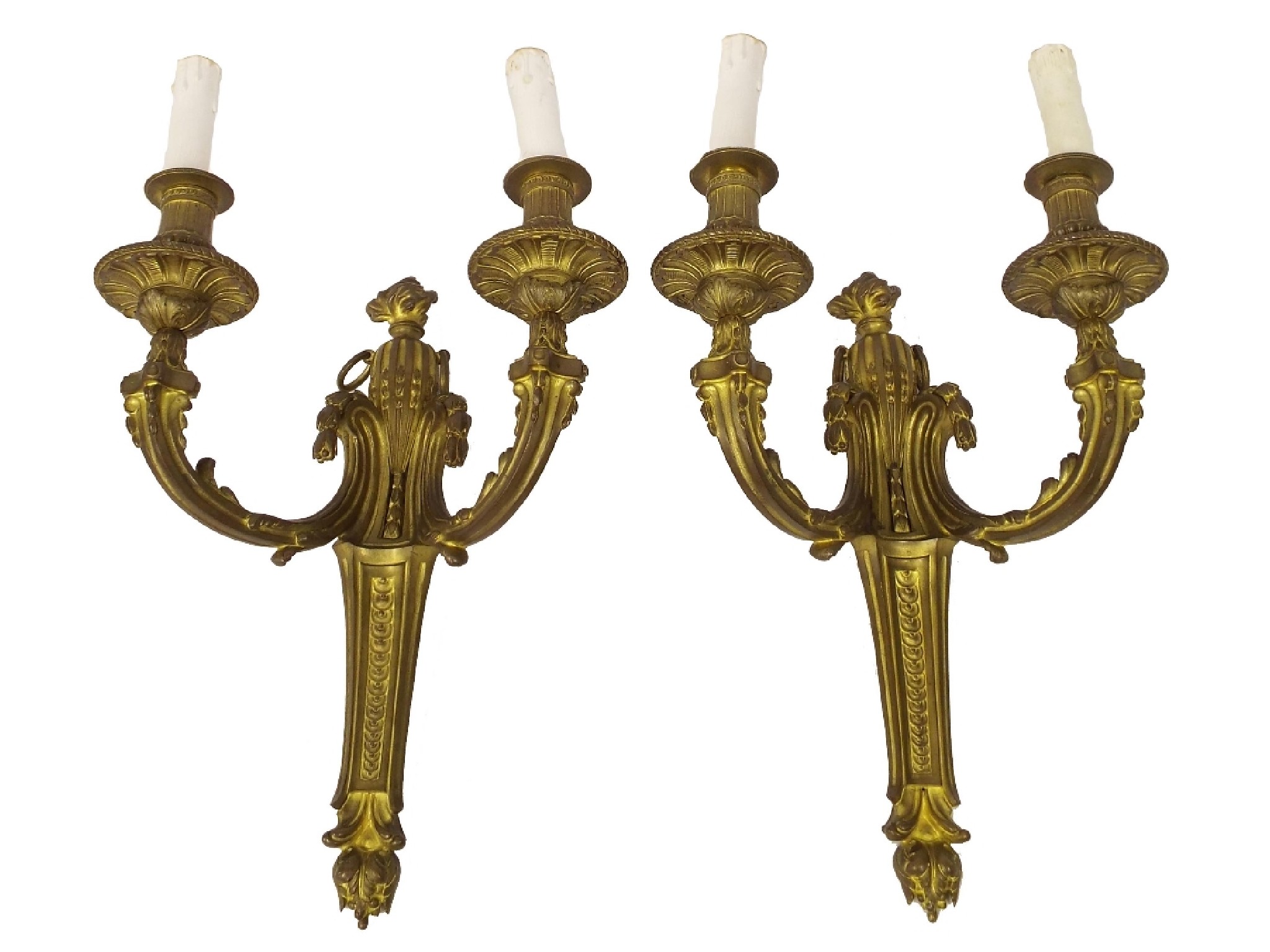 Appraisal: Attractive pair of French gilt metal twin branch wall lights