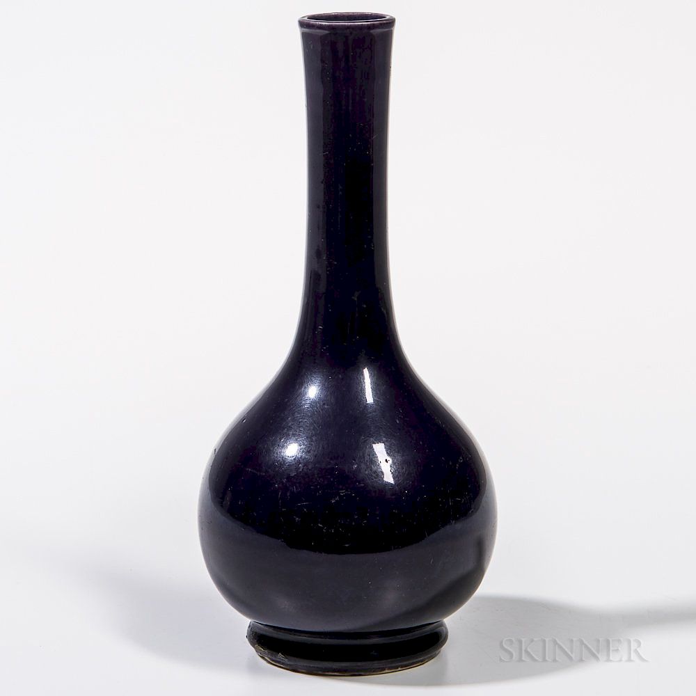 Appraisal: Aubergine-glazed Bottle Vase Aubergine-glazed Bottle Vase China possibly th century