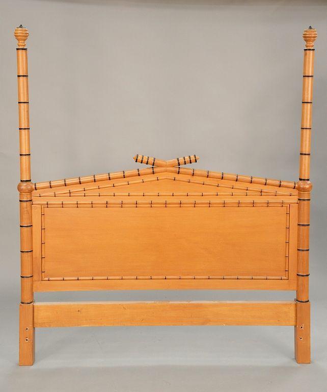 Appraisal: Faux bamboo and maple queen sized bed ht in wd