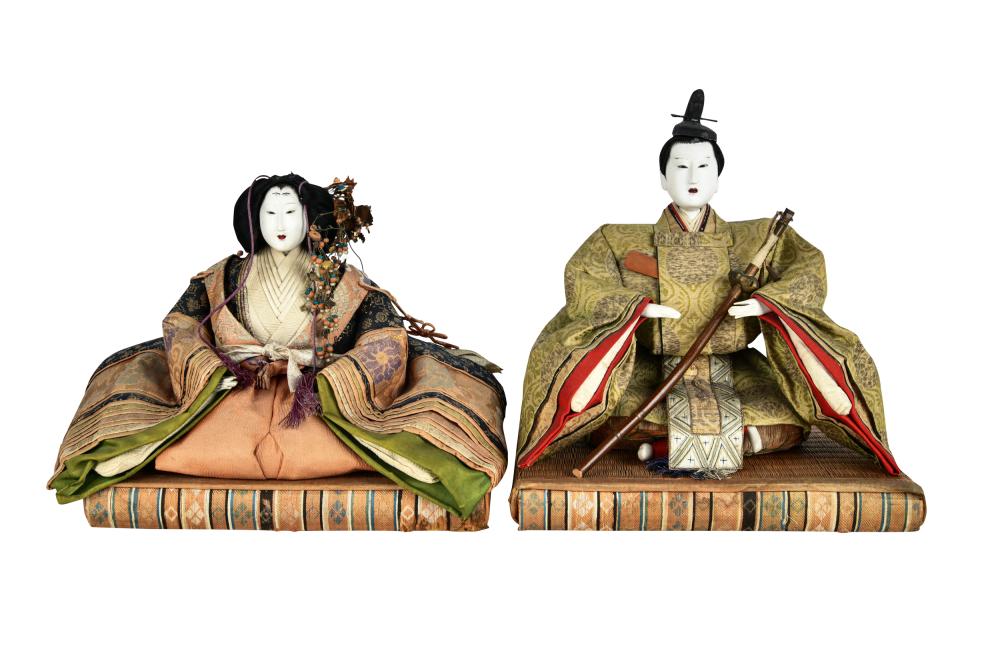 Appraisal: PAIR OF JAPANESE DOLLSeach with painted wood head and hands