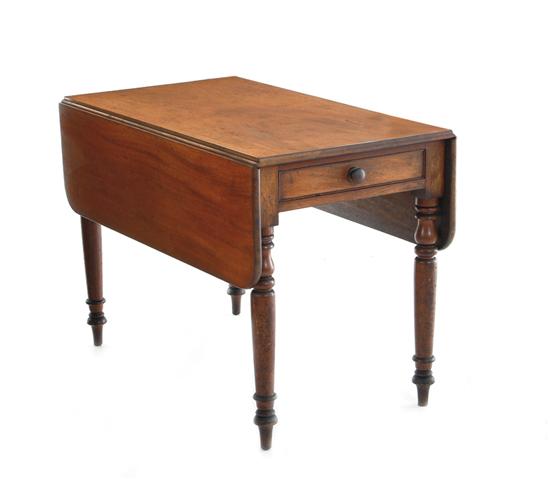 Appraisal: English mahogany Pembroke table mid- th century rectangular top with