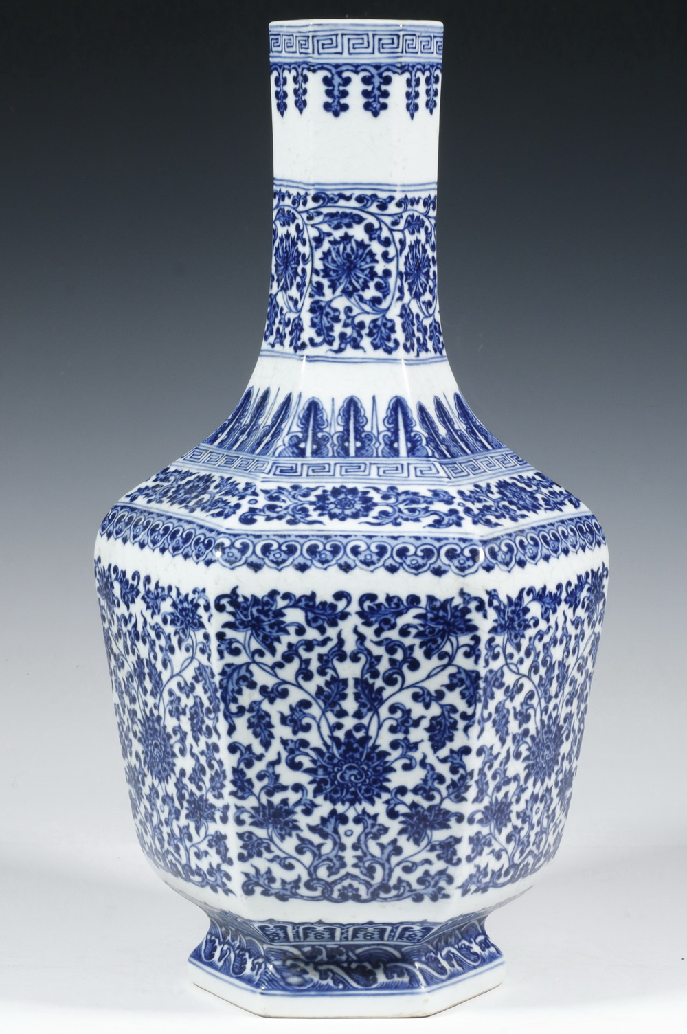 Appraisal: CHINESE BLUE AND WHITE HEXAGONAL VASE Chinese Blue White Porcelain